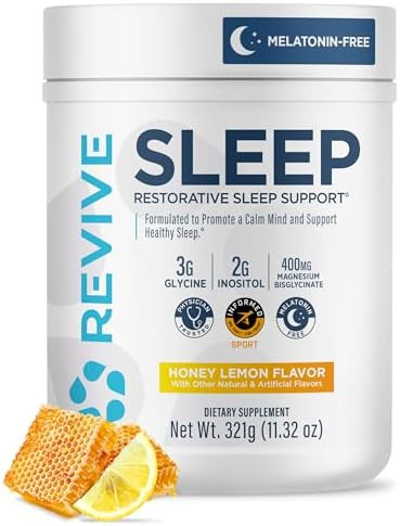 Revive Md Melatonin Sleep Support Supplement For Adults Honey Lemon Natural Sleep Aid Supplements With Magnesium (Glycinate) Inositol & Ltheanine For Deep Relaxation (30 Servings)
