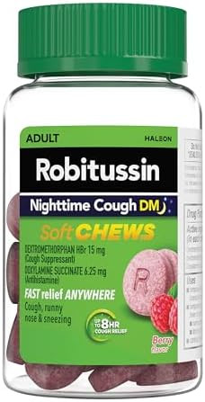 Robitussin Soft Chews Nighttime Cough Dm Adult Formula Berry Flavor 20Ct Chewable Tablets