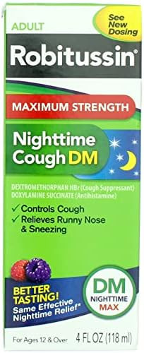 Robitussin Adult Nighttime Cough Dm Liquid Maximum Strength 4 Oz Pack Of 2