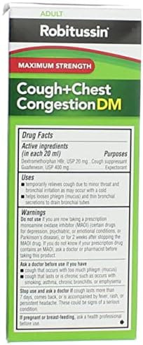 Robitussin Adult Cough+Chest Congestion Dm Liquid Maximum Strength 4 Oz Pack Of 4