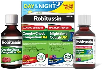 Robitussin Adult Maximum Strength Cough + Chest Congestion Dm Max (4 Fl. Oz. Bottle) Cough Suppressant & Expectorant Raspberry Flavor
