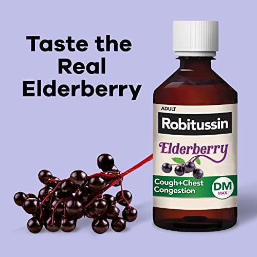 Robitussin Maximum Strength Elderberry Cough + Chest Congestion Dm Cough Medicine For Adults Cough And Chest Congestion Relief Liquid 4 Fl Oz