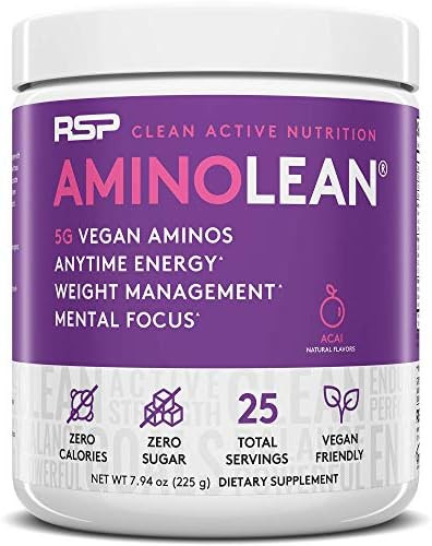 Rsp Nutrition Vegan Aminolean Pre Workout Energy (Acai 25 Servings) With Truefit Protein Powder (Vanilla 2 Lb)