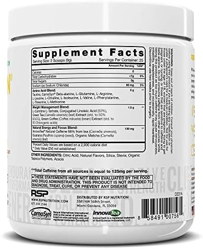 Rsp Nutrition Vegan Aminolean Pre Workout Energy (Pineapple Coconut 25 Servings) With Truefit Protein Powder (Vanilla 2 Lb)