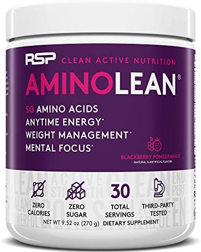 Rsp Nutrition Aminolean Pre Workout Energy (Blackberry Pomegranate 30 Servings) With Truefit Protein Powder (Vanilla 2 Lb)