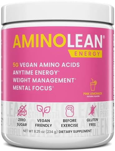 Rsp Nutrition Aminolean Pre Workout Powder Amino Energy & Weight Management With Vegan Bcaa Amino Acids Natural Caffeine Preworkout Boost For Men & Women 30 Serv Pink Lemonade¦