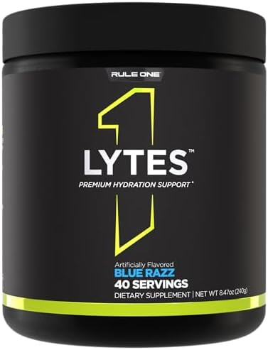 Rule 1 Proteins Lytes Hydration Support Mix Featuring 5 Electrolyte Minerals Enhanced With Citrulline Coconut Water And Watermelon Powders Plus Antioxidant Vitamin C (40 Servings Blue Razz)