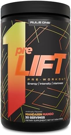 Rule 1 Proteins Prelift Preworkout 6G Citrulline 3.2G Beta Alanine 3 Caffeine Sources + 20 Others For Energy Alertness & Endurance (30 Servings Blue Raspberry)