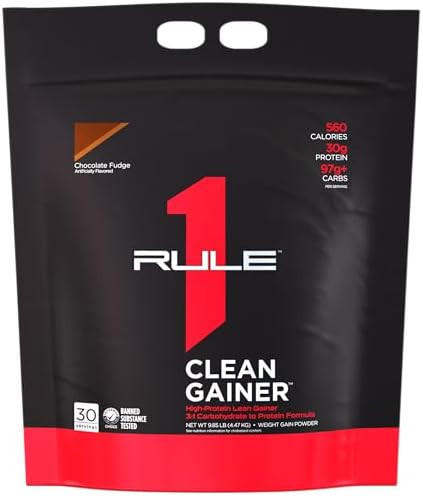 Rule 1 Proteins Clean Gainer Highprotein Lean Gain Formula With 560 Calories 30G Of Fullspectrum Protein Over 90G Carbs Under 6G Of Fat (15 Servings Vanilla Ice Crã¨Me)