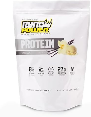 Ryno Power All Natural Whey Protein 2Lb (20 Servings) 'Vanilla' 100% Whey Protein Blend & No Fillers Non Gmo