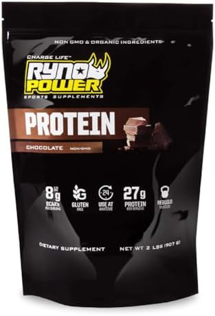 Ryno Power All Natural Whey Protein 2Lb (20 Servings) 'Chocolate' 100% Whey Protein Blend & No Fillers Non Gmo