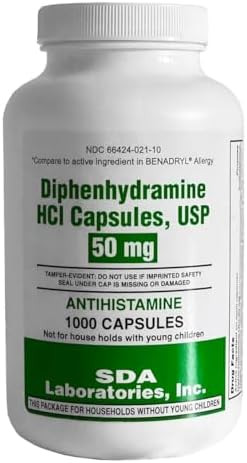 Sda Laboratories Diphenhydramine 50Mg Allergy Relief Antihistamine Capsules Fastacting Formula For Sneezing Runny Nose & Itchy Eyes “ 100 Count (2 Pack)