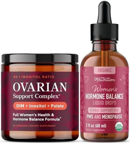 Smnutrition Herbal Hormone Balance Tincture & Inositol Multivitamin Hormone Balance Bundle With Liquid Cycle Support For Women (60 Servings) And Ovarian Support Complex (30 Servings)