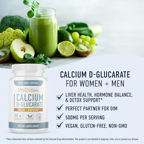 Smnutrition Calcium Dglucarate & 400Mg Dim Supplement For Enhanced Estrogen Hormone Balance Vegan Gluten Cdg Supplement (90 Servings) With Extra Strength Dim (90 Servings)