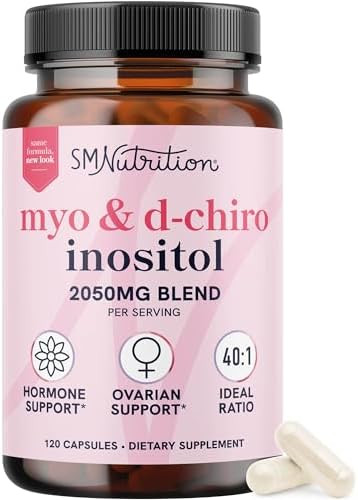 Smnutrition Myoinositol & Dchiro Inositol For Hormone Balance For Women Fertility Ovarian Health & Cycle Support Ideal 40:1 Ratio Myoinositol 2000Mg & D Chiro 50Mg Ovarian Support Vitamins 120 Ct.