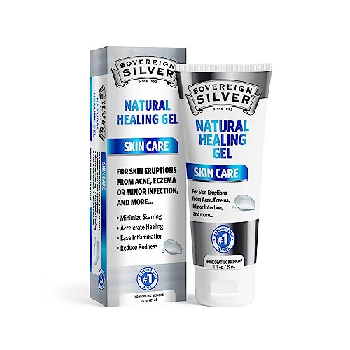 Sovereign Silver Natural Healing Gel Skin Care For Healing Redness Reduction Minimizing Acne Scars & Easing Inflammation 1Oz