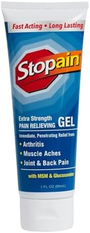 Stopain Pain Relief Gel 3Oz Usa Made Max Strength Fast Acting With Msm Glucosamine Menthol For Arthritis Lower Back Sciatica Knee Neck Hsa Fsa Approved Topical Analgesic Products