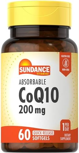 Sundance Coq10 200Mg Softgels 60 Count With Black Pepper Extract Nongmo & Gluten Supplement