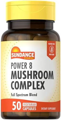 Sundance Mushroom Supplement Capsules Complex With Lions Mane Full Spectrum Blend Of Power 8 Mushrooms Vegetarian Nongmo & Gluten