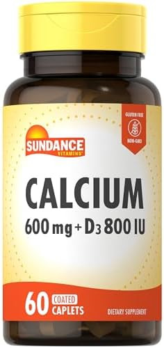 Sundance Calcium 600Mg With D3 60 Caplets Vegetarian Nongmo And Gluten Supplement