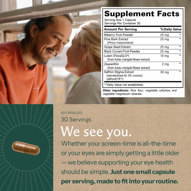Sunergetic Premium Eye Pressure Support Supplement Eye Pressure Supplement With Saffron Lutein Zeaxanthin Bilberry & Pine Bark Supports Ocular Health & Overall Vision 30 Count