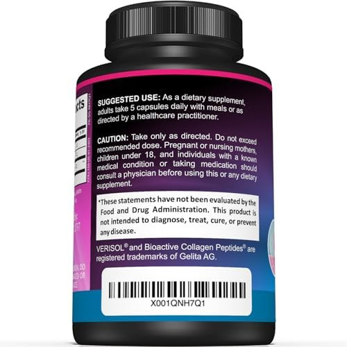 Sunergetic Premium Collagen Peptides Capsules “ 2500 Mg Of Verisol Collagen Peptides Type 1 & Type 3 “ Multi Collagen Supplement To Support Joint Health Hair Skin & Nails “ 150 Collagen Capsules