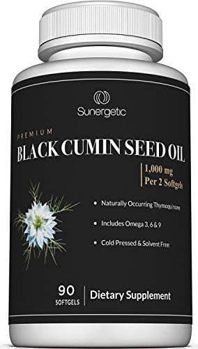 Sunergetic Premium Black Cumin Seed Oil Softgels “ 1000Mg Of Black Seed Oil Per Serving “ Non Gmo Cold Pressed Nigella Sativa “ Includes Thymoquinone & Omegas 90 Softgels