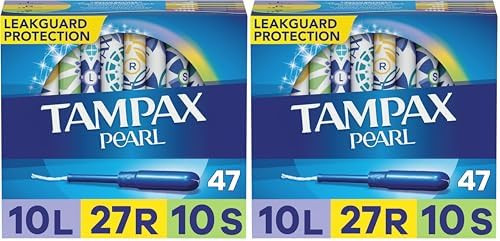 Tampax Pearl Plastic Tampons Mutlipack Light/Regular/Super Absorbency Unscented 50 Count (Packaging May Vary)