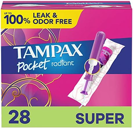 Tampax Compact Radiant Tampons For Women With Leakguard Braid & Extendable Applicator Super Absorbency Unscented 84 Count (3 Packs Of 28)