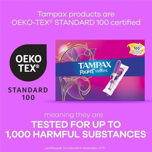 Tampax Compact Radiant Tampons For Women With Leakguard Braid & Extendable Applicator Super Absorbency Unscented 84 Count (3 Packs Of 28)