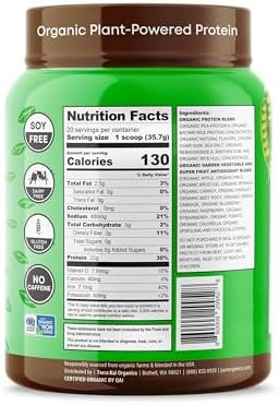 Terra Kai Organics Juce Organic Plantbased Protein Powder “ Chocolate Premium Organic Protein Blend Brown Rice & Pumpkin Proteins Superfood & Antioxidant Rich With Kale Spinach Blueberry By Terra Kai Organics