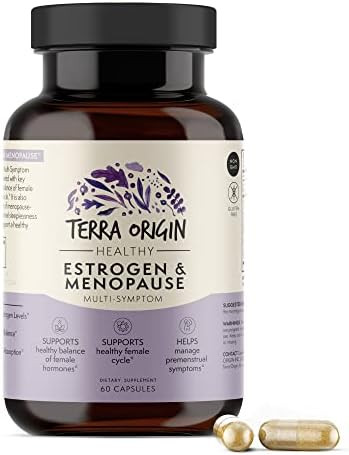 Terra Origin Multisymptom Menopause Supplements For Women Menopause Support For Night Sweats Hot Flashes & Mood Swings Dim Black Cohosh Dong Quai Chaste Tree Berry 60 Capsules