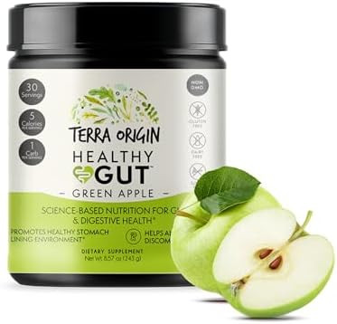 Terra Origin Healthy Gut Peach Banana 30Servings With Lglutamine Zinc Glucosamine Slippery Elm Bark Marshmallow Root And More
