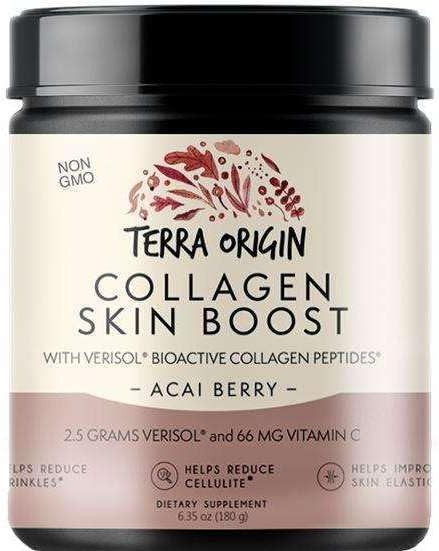 Terra Origin Collagen Hydrolyzed Peptide Powder Supports Healthy Skin Hair And Nails With Verisol And Vitamin C For Women And Men Acai Berry