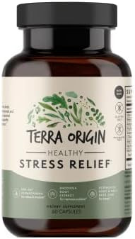 Terra Origin Healthy Stress Supplement 60 Capsules Ksm66 Organic Ashwagandha Ltheanine Rhodiola Extract Astragalus Root And Holy Basil Stress And Mood Support