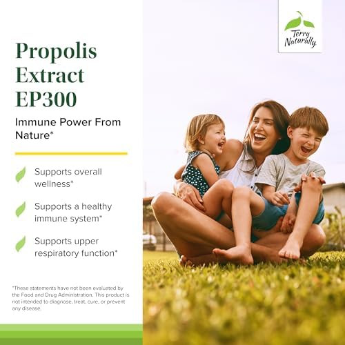 Terry Naturally Propolis Extract Ep300 Upper Respiratory & Immune System Support Supplement Child & Adult Supplement With Bee Propolis Extract 60 Capsules