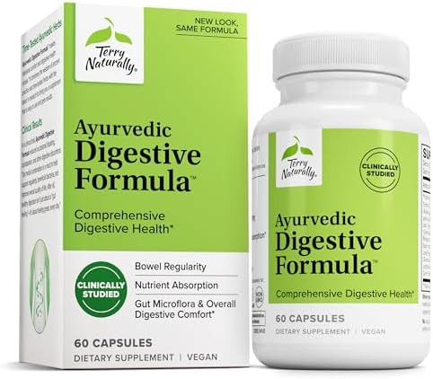 Terry Naturally Ayurvedic Digestive Formula Digestive Support For Regularity Support For Bowel Health Nutrient Absorption Support Support Gut Health & Gut Microflora 60 Capsules