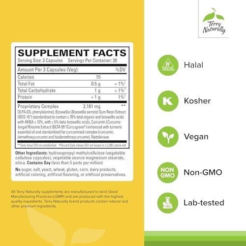 Terry Naturally Curamin Curcumin Supplement For Circulation & Endorphin Support Support For Occasional Discomfort Aids Healthy Muscles 60 Capsules (Pack Of 2)