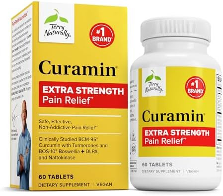 Terry Naturally Curamin Extra Strength Curcumin & Boswellia Supplement For Healthy Circulation Support Turmeric Supplement To Support Joints Muscle Health & Endorphin Production 30 Tablets