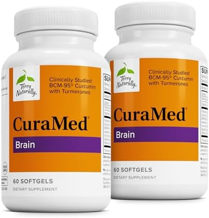 Terry Naturally Curamed Brain Dietary Supplement To Support Clarity & Focus Brain Health Supplement With Curcumin & Turmeric Essential Oil To Aid Concentration 60 Softgels (2 Pack)