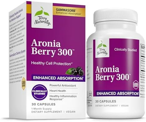 Terry Naturally Aronia Berry 300 Antioxidant Supplement For Heart & Cellular Health Vegan & Gluten 30 Capsules (30 Servings)