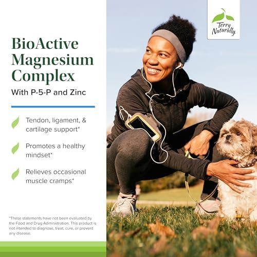 Terry Naturally Bioactive Magnesium Complex Bone & Heart Health Support Supplement With Vitamin B6 Zinc & Magnesium Pyridoxal5Phosphate Vegan Capsule Supplement 60 Capsules (Pack Of 2)