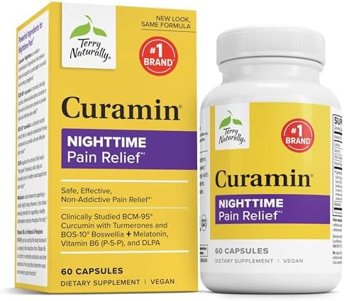 Terry Naturally Curamin Nighttime Curcumin & Dlpa Capsule Supplement Nongmo Supplement To Support Healthy Sleep & Relaxation Herbal Supplement With Melatonin 30 Capsules