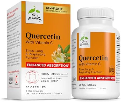 Terry Naturally Quercetin With Vitamin C Enhanced Absorption Quercetin Supplement For Immune Support & Cellular Health Respiratory Supplement For Sinus & Lung Health 60 Capsules