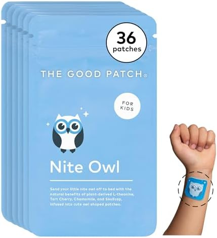 The Good Patch Nite Owl Patch Natural Sleep Patch Support For Kid Bedtime With Tart Cherry Chamomile And Skullcap Plant Powered Sustained Release (36 Total Patches)