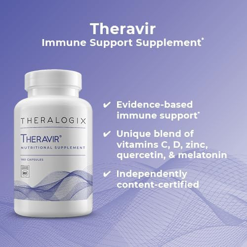 Theralogix Theravir Immune Support Supplement 90Day Supply Immune Support Supplement For Women & Men Includes Vitamin D3 Vitamin C Zinc Quercetin & Melatonin Nsf 180 Capsules