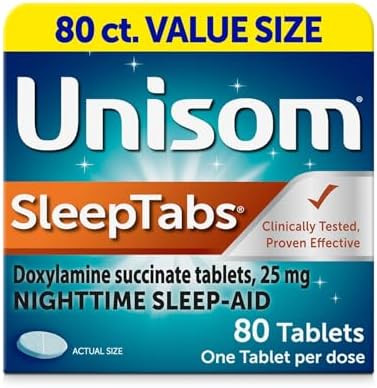 Unisom Sleeptabs Nighttime Sleepaid Doxylamine Succinate 80 Tablets 2 Pk