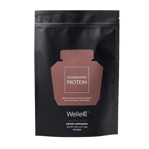 Welleco Plantbased Chocolate Protein Powder Organic Brown Rice & Pea Blend 16G Protein Per Serving Dairy Supplement For Energy Recovery & Daily Nutrition 10.5 Oz