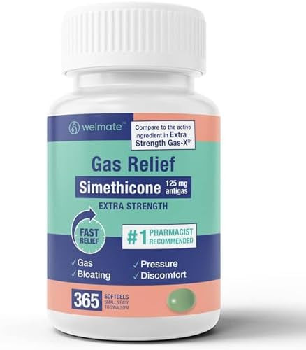 Welmate Gas Relief (365 Softgels) Simethicone 125Mg Antigas Fast Relief Gas Bloating Pressure Discomfort Extra Strength