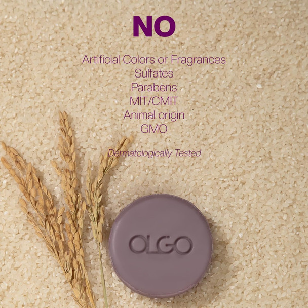 OLGO Rice Cleansing Bar 3.5 oz - Soap-Free Cleansing Bar for Face and Body | Crystal Clear & Moist Skin with Fermented Korean Rice Water and Natural Lavender Oil | Vegan Sustainable Formula